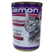 Gemon Adult Sterilised Beef полнорационный корм с кусочками телятины для взрослых стерилизованных кошек и кастрированных котов, 415 гр